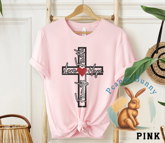 Family-Love-Faith-Hope-Cross-3 Christian Tshirt 303