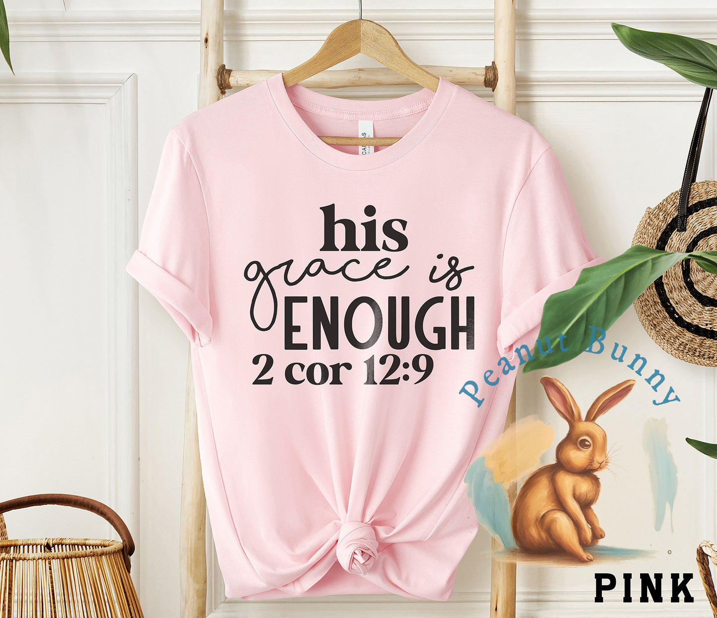 His grace is enough 2 cor 12 9 1-01 Christian Tshirt 341