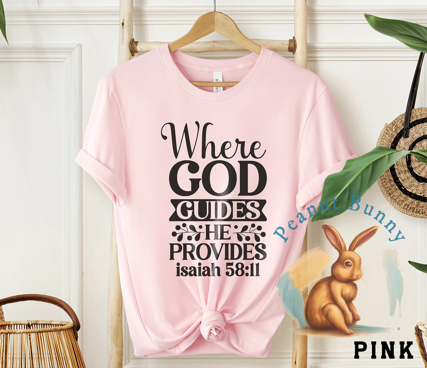 Where god guides he provides isaiah 58 11-01 Christian Tshirt 600