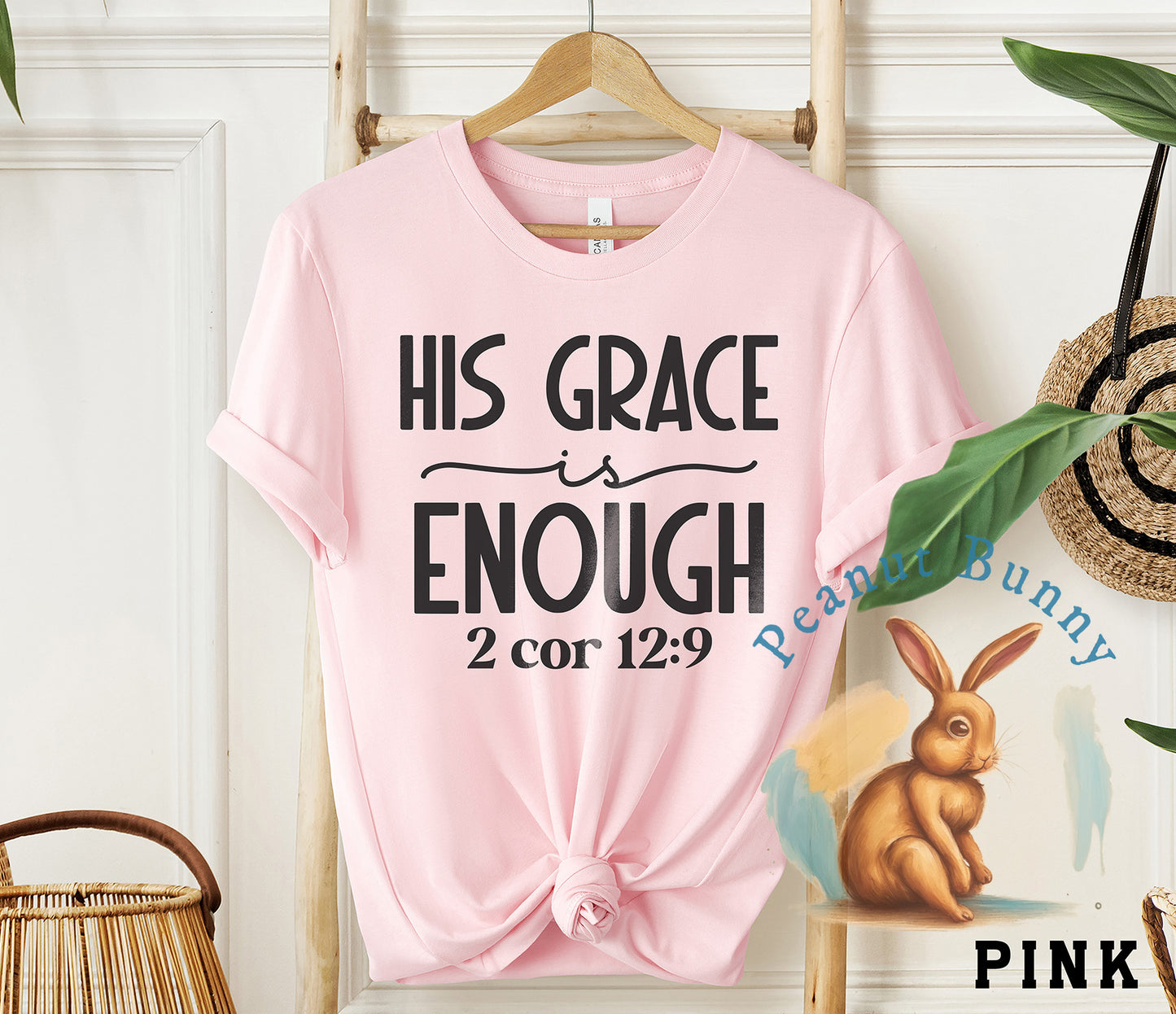 His grace is enough 2 cor 12 9-01 Christian Tshirt 342