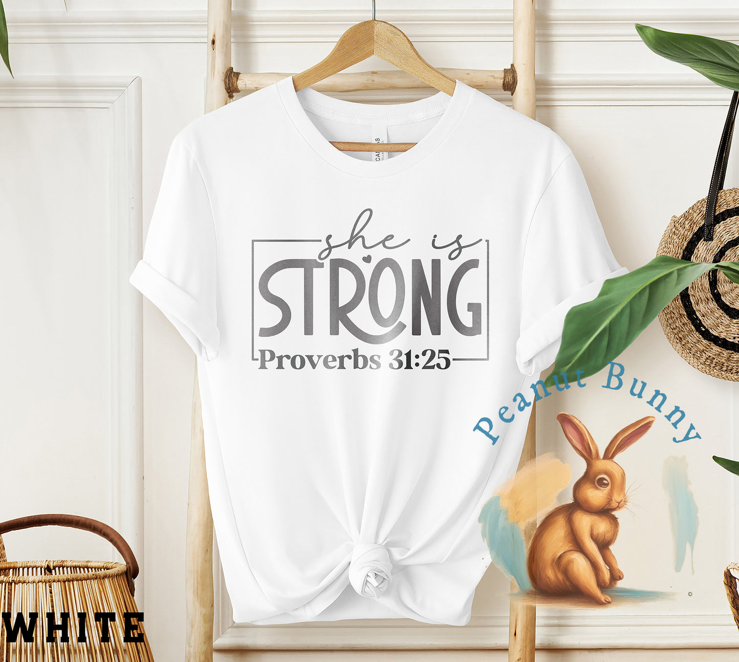 he is strong Proverbs 31 25-01 Christian Tshirt 337