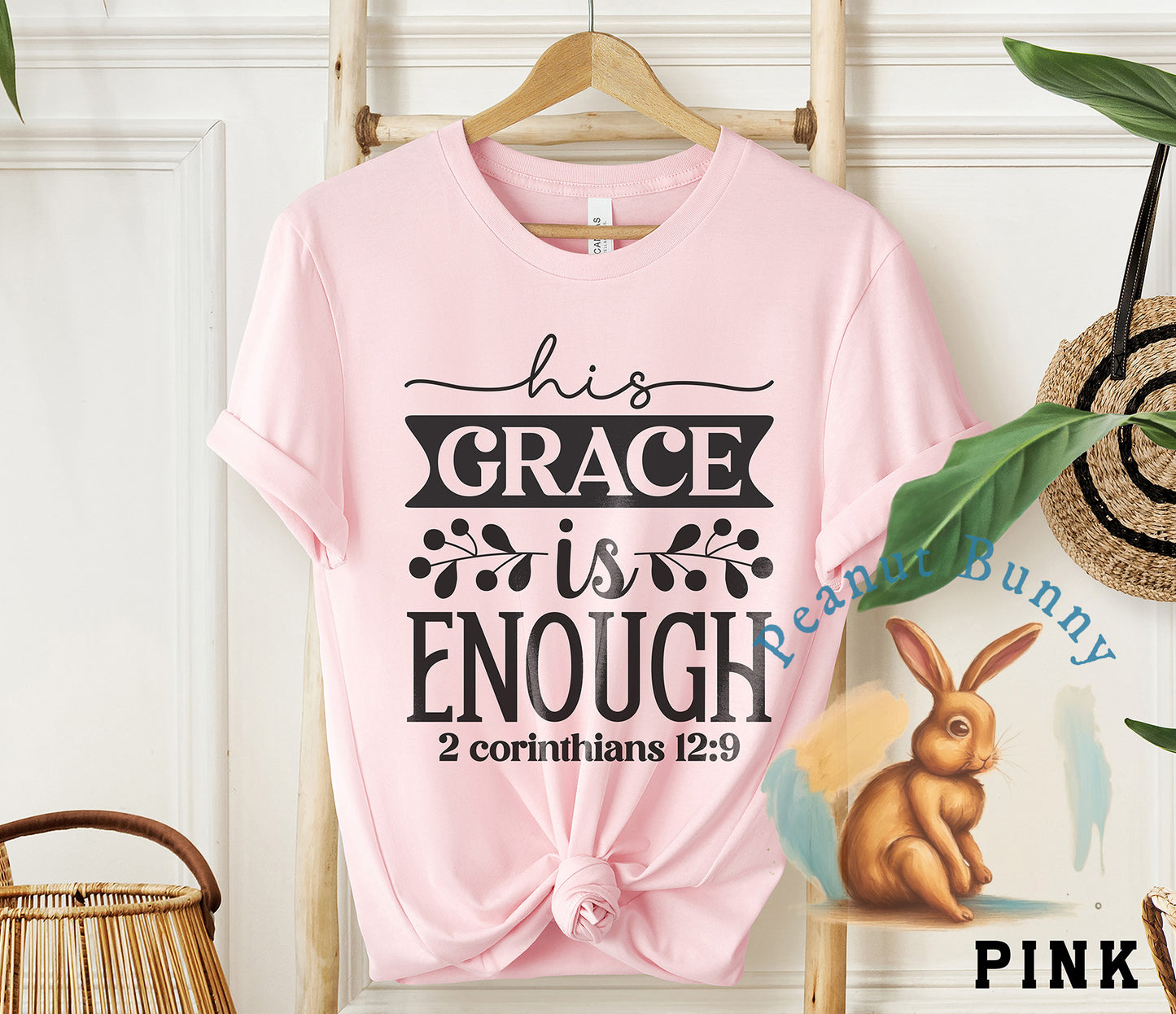 His grace is enough 2 corinthians 12 9-01 Christian Tshirt 343