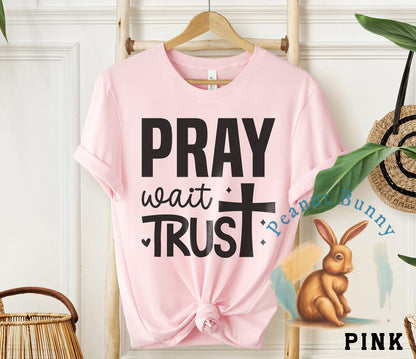 Pray wait trust-01a Christian Tshirt 513